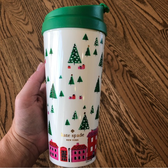 Kate Spade Thermal Mug Travel Coffee Mug Winter Holiday Village - Picture 10 of 10